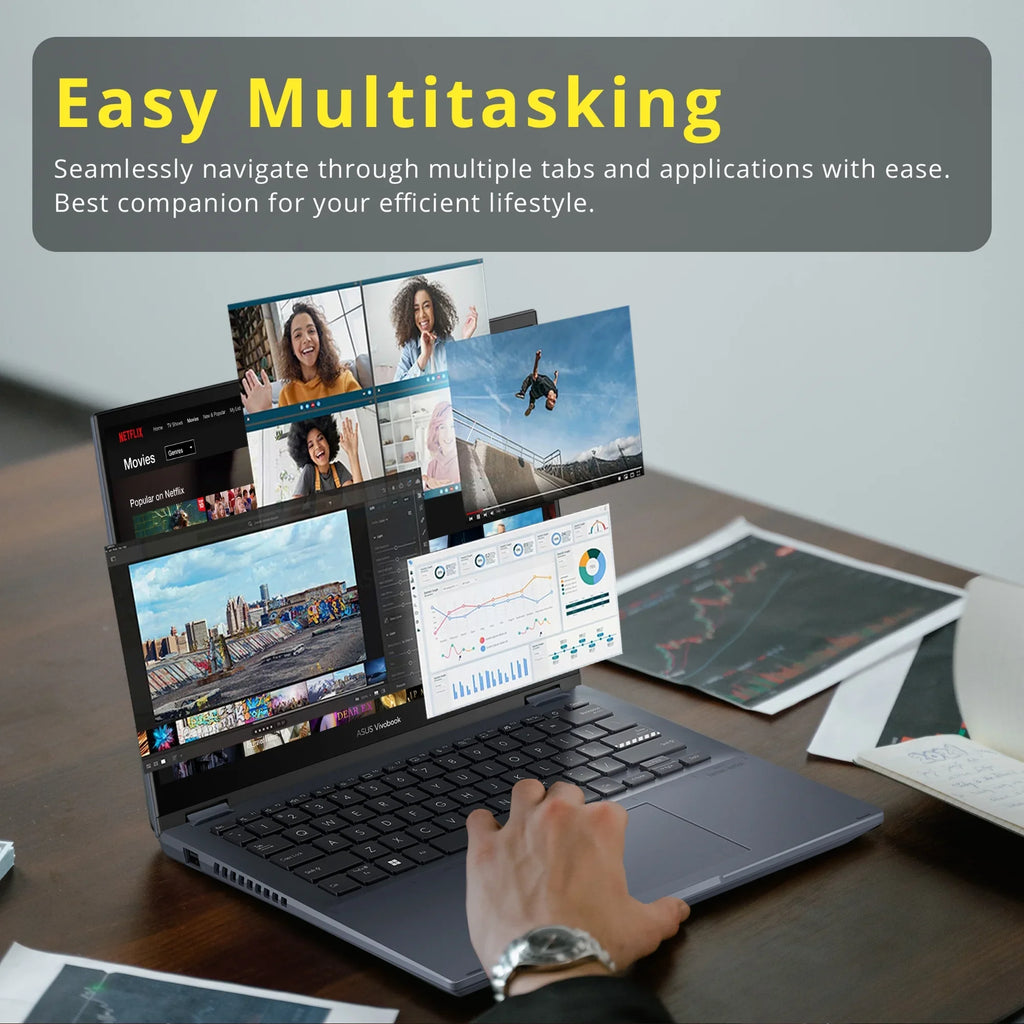 RAM, 14" Core Display, i5-12500H Blue, 14 Intel Flip Card Touch Hotface 512GB Vivobook 8GB 11 32GB CPU, Home, S NumberPad, 4, DDR4 Quiet FHD USB Windows SSD, ASUS Thunderbolt