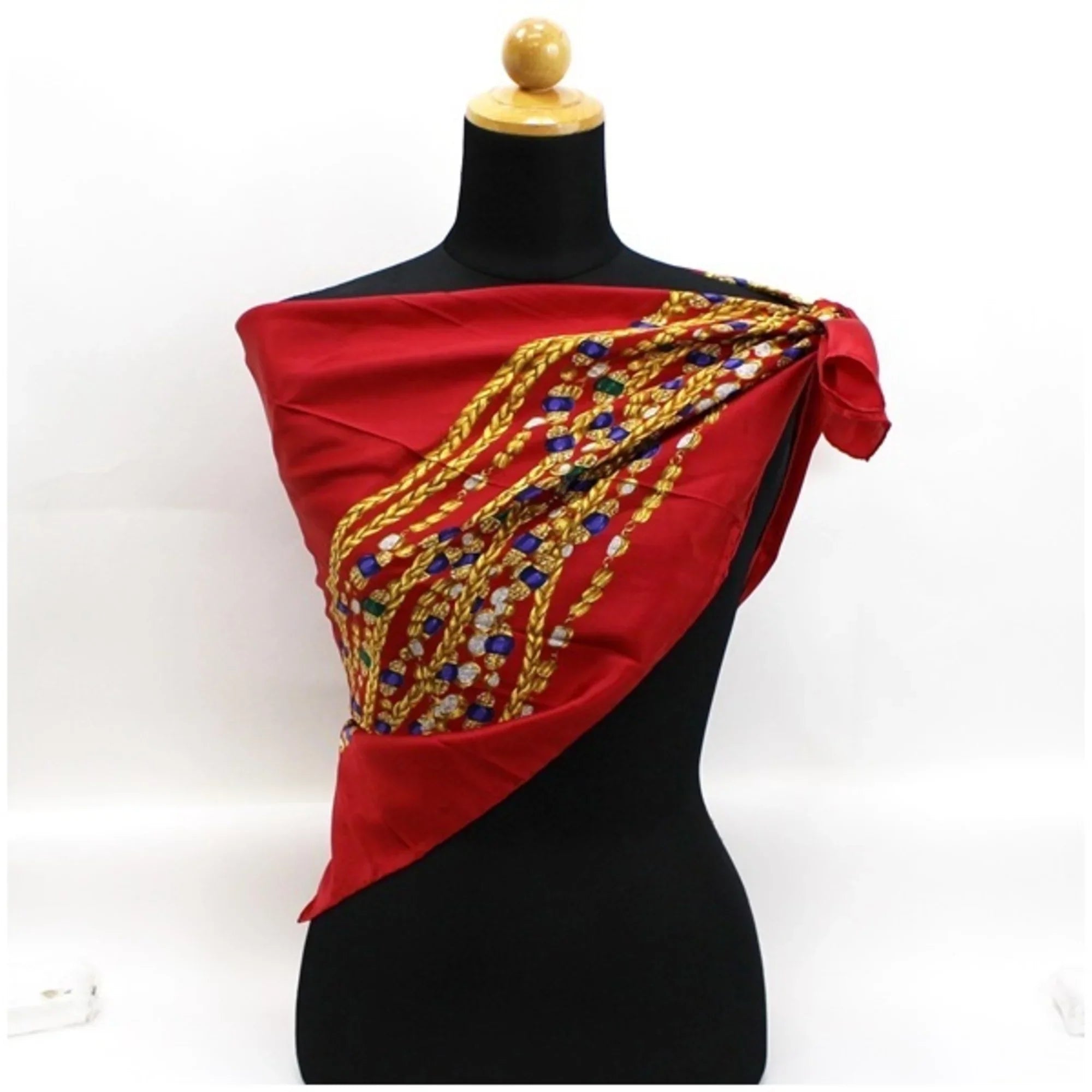 B Pre-Owned Chanel scarf CHANEL (Fair) pattern rank red muffler silk ladies