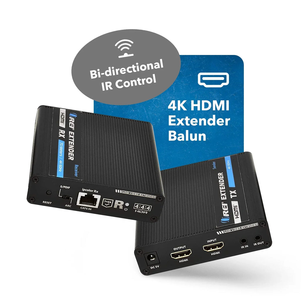 HDMI Audio Over Extender (UHD-IPC230-K) & 4K Extraction -IR OREI CAT6/7 -230 Ft Blaster