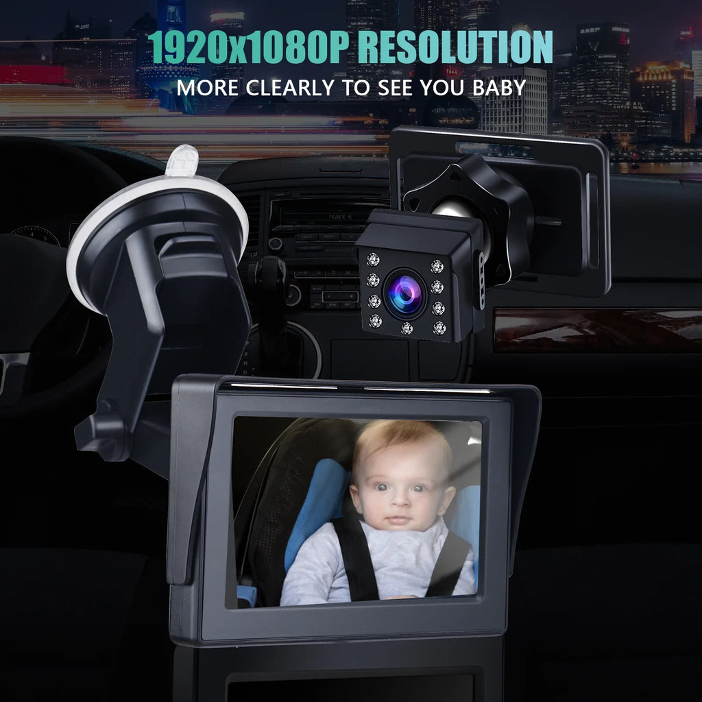 Night Vision 4.3 Crystal Car Baby Mirror View Clear Inch ammoon Camera, Monitor, 1080P Wide