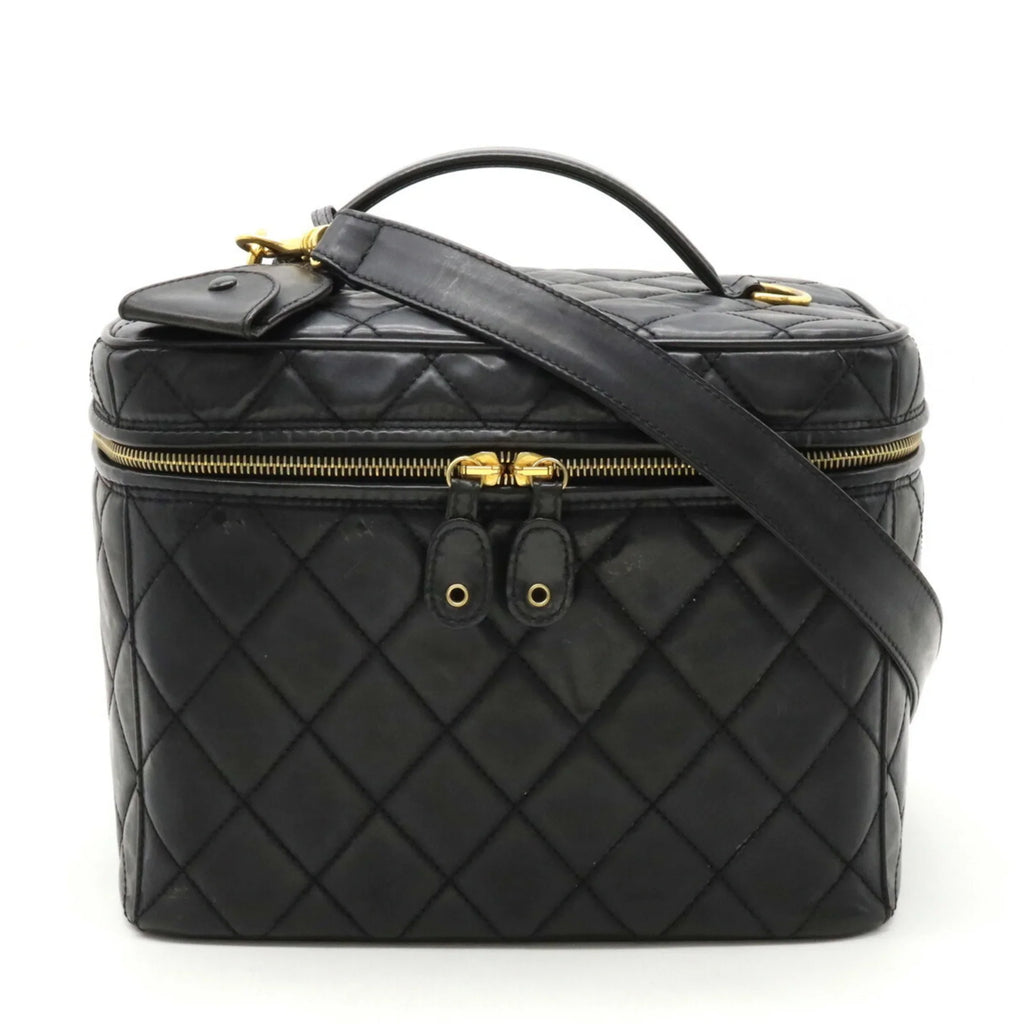 Handbag Vanity Shoulder Chanel Mark Coco Matelasse Pre-Owned Bag (Fair) CHANEL Black Leather