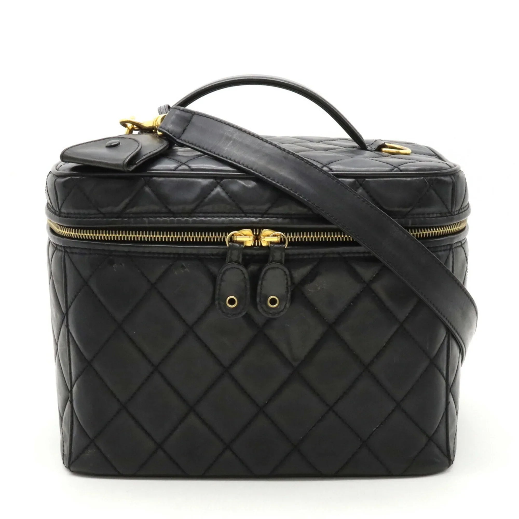 Handbag Vanity Shoulder Chanel Mark Coco Matelasse Pre-Owned Bag (Fair) CHANEL Black Leather