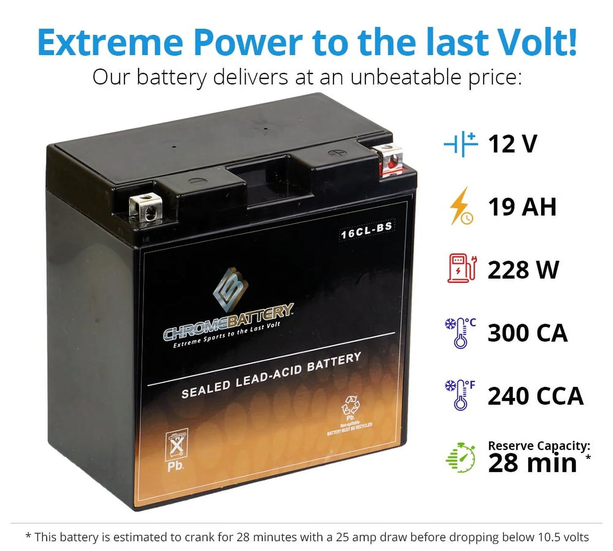 Battery Other 94-'07 Yb16Cl-Bs Jet Sea-Doo Brp Chrome Ski Models Battery Cc for All