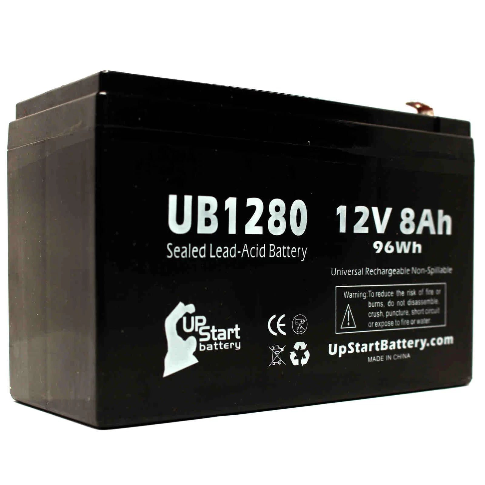 F1 6 Compatible AGM, Pack Acid Terminal UB1280 Replacement - Includes 8000mAh, SLA) Universal Battery 280ES Opti-ups 8Ah, F2 3x to (12V, Terminal, - - Battery F1 Sealed Adapters Lead