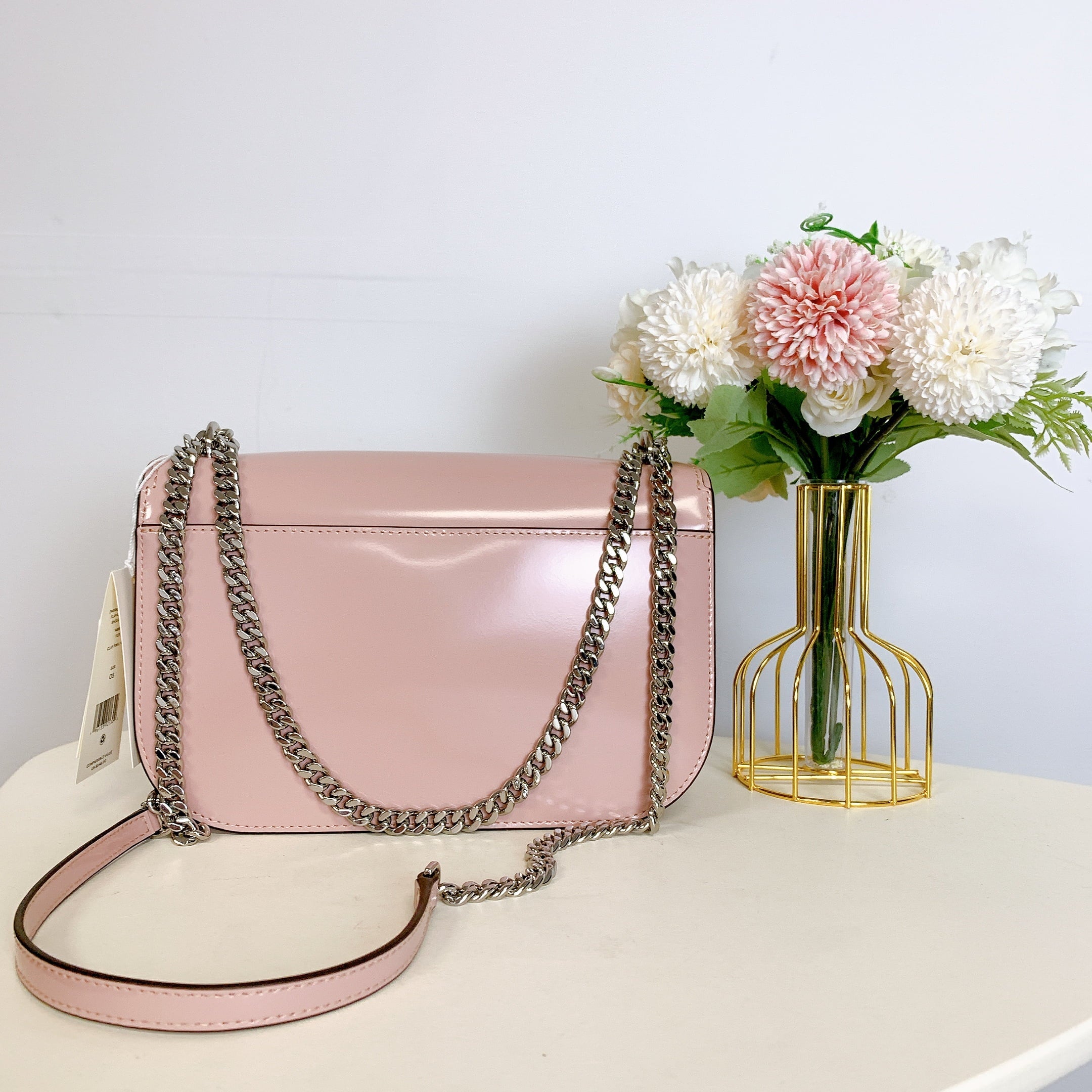 Tory PINK Bag Patent CLAY Top Burch IN Emerson 149929 Leather Handle Crossbody
