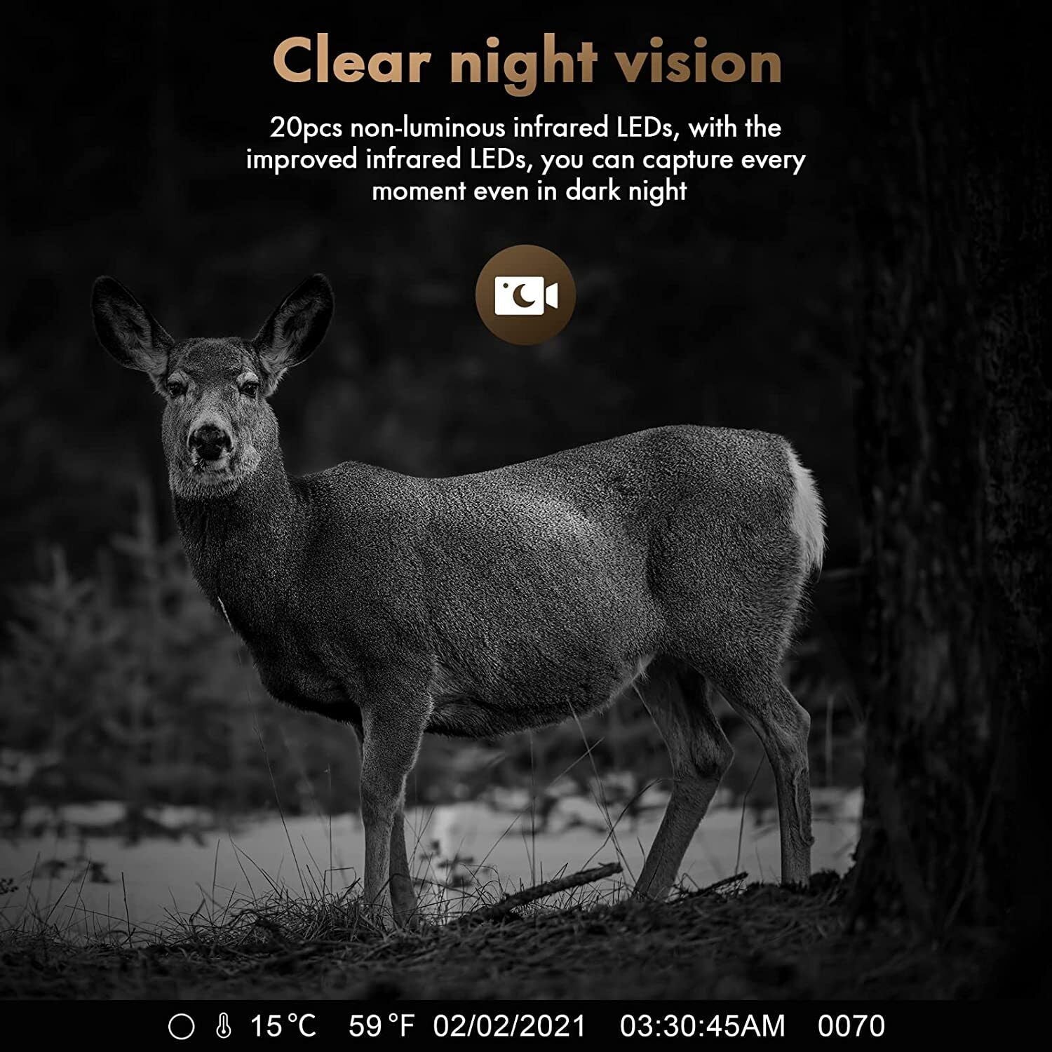 24MP IP66 Solar Trail Wildlife Rechargeable Camera Hunting Game Night HD Vision