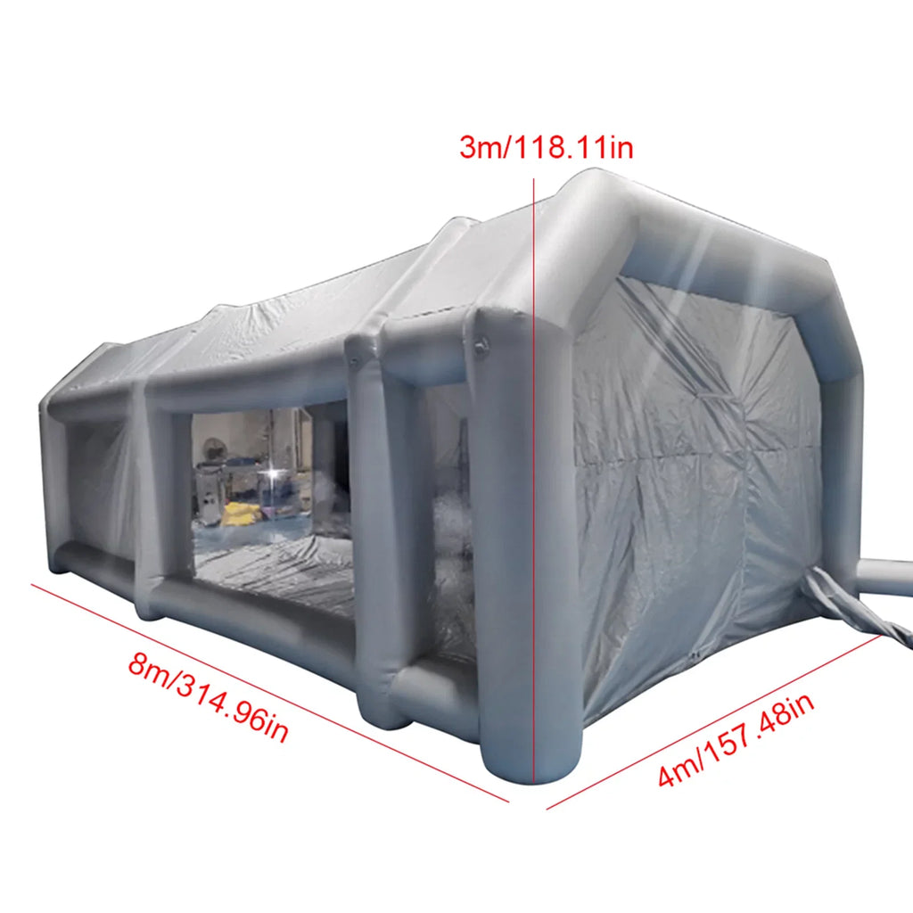 Booth Inflatable Spray Blower Portable 26x13x10ft System Miumaeov Transparent Mobile and Built-in Paint Tent Paint Booth Air Paint with Inflatable PVC Filter Spray Giant Windows Spray