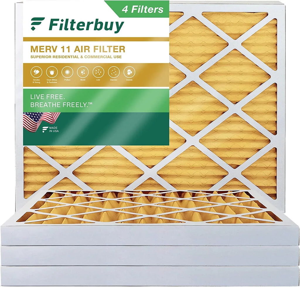 HVAC (4-Pack) Filterbuy Pleated 11 MERV Furnace 25x32x2 Air AC Filters