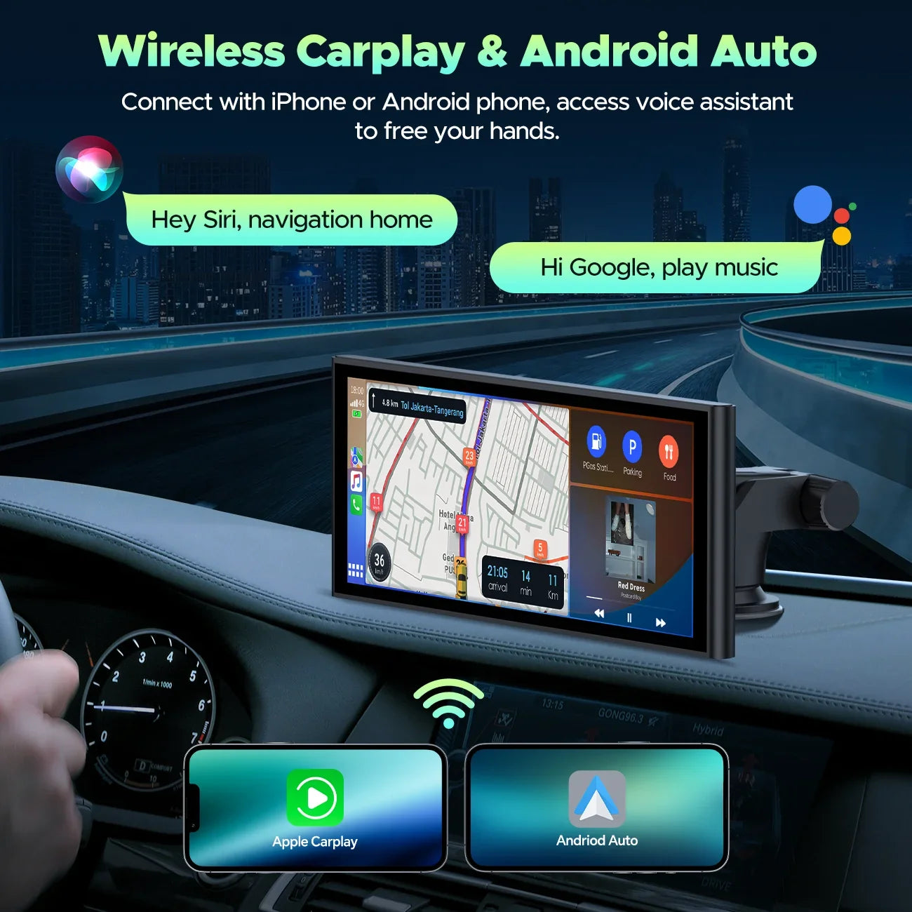 4K Stereo TOGUARD  Camera/Loop Radio, View Rear and Touch 1080P Link Wireless Car Play Navigation/Mirror Android Screen, Dash Recording/GPS Carplay Auto, with Cam, Front Car Car 9.26" Rear
