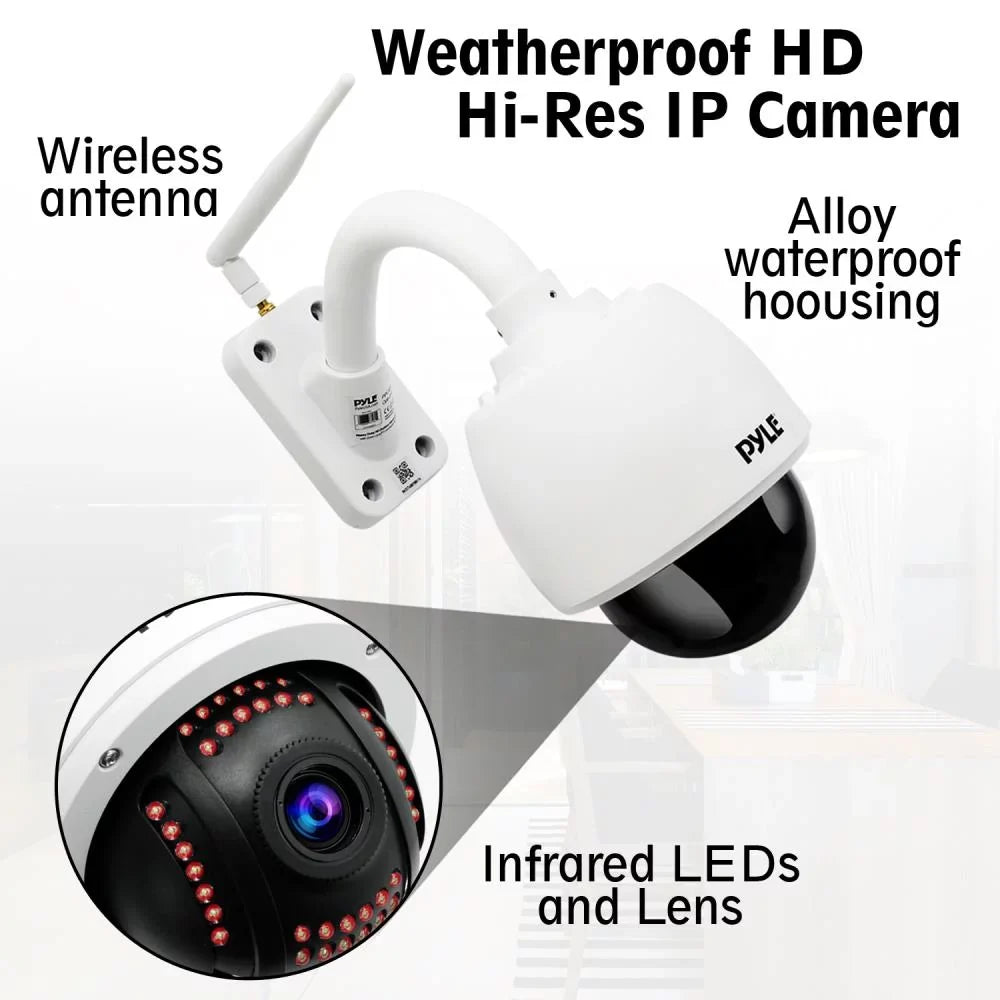 4x with IP Outdoor Weatherproof - SD Camera PIPCAMHD47.5 - WiFi Optical 32g Zoom Hi-Res HD Built Cam in PYLE