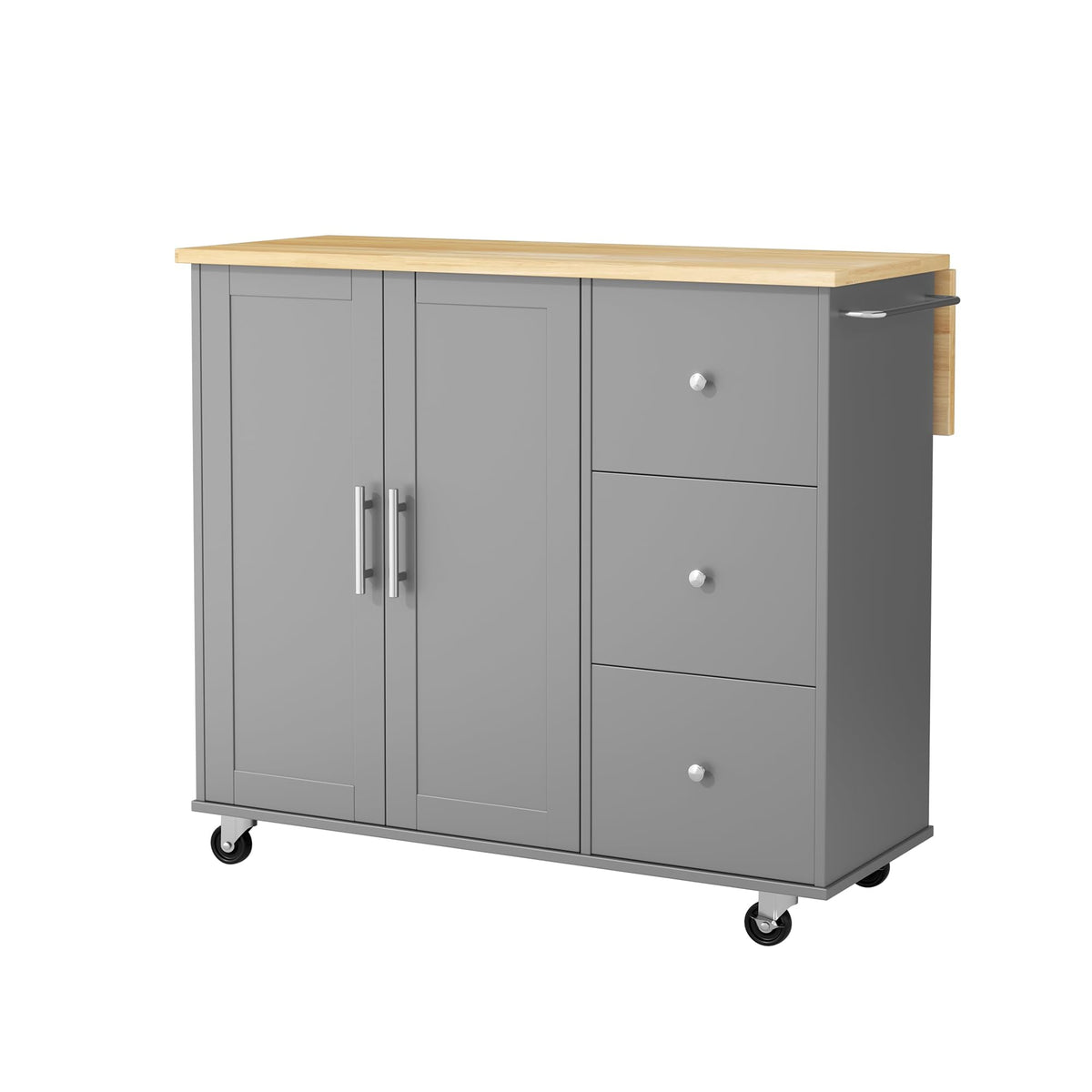 JY QAQA 40" Kitchen Island Cart Furniture cart on Wheels Rolling Portable Dining Room Serving Utility Carts Mobile Movable with Drawers Cabinet,Black