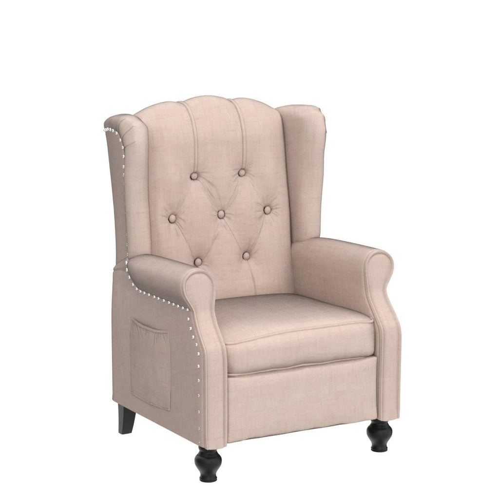 Wingback Recliner Chair - Tufted Arm Chair Recliner - Fabric Push Back Single Sofa for Living Room Adjustable Backrest (Blue Floral)