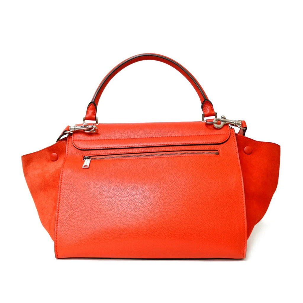 (Fair) Orange Leather Handbag Trapeze Pre-Owned Celine CELINE Women's