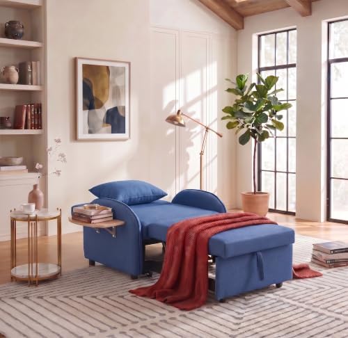 NicBex Sleeper Sofa Chair Bed with USB Port & Cup Holder &Side Table, Beige