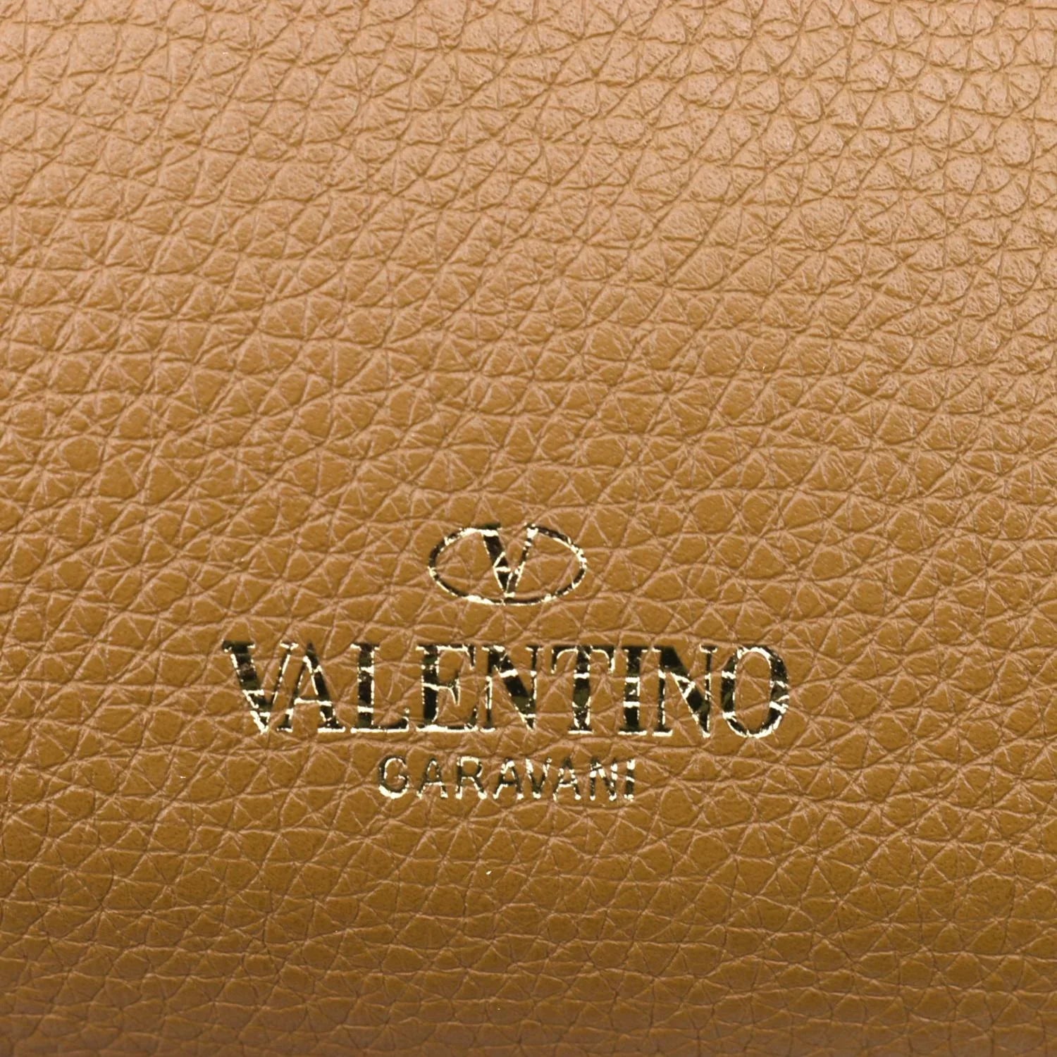 Bag VALENTINO Leather Pre-Loved Spike Belt Camel