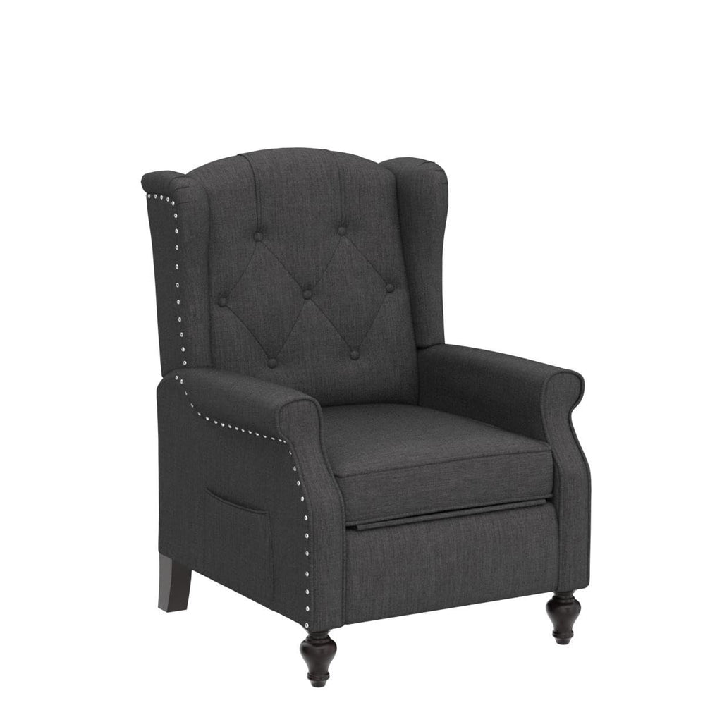 Wingback Recliner Chair - Tufted Arm Chair Recliner - Fabric Push Back Single Sofa for Living Room Adjustable Backrest (Blue Floral)