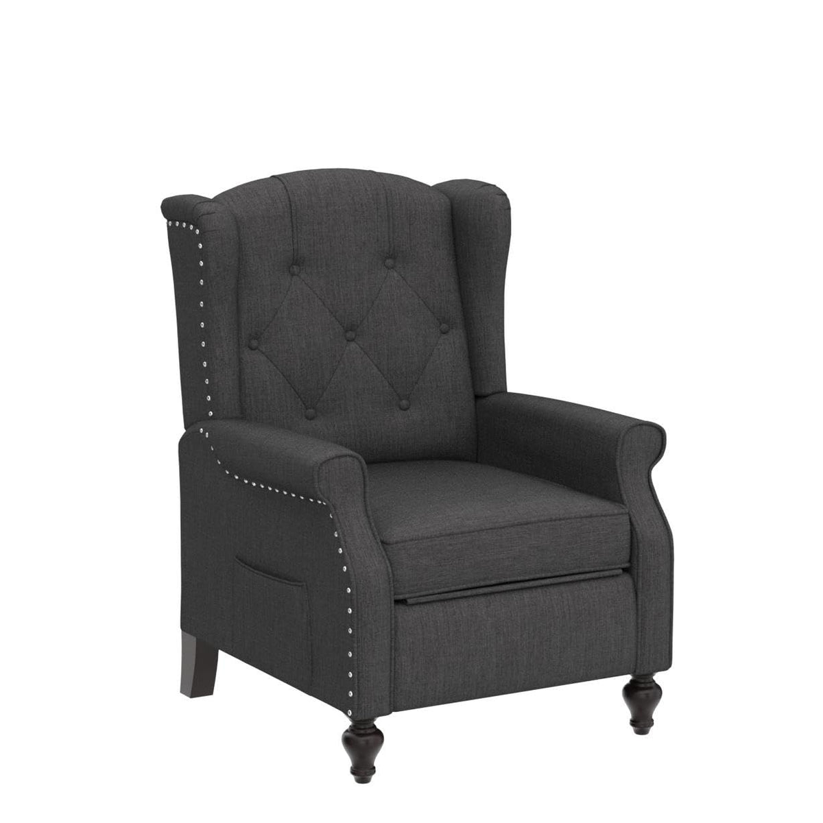 Wingback Recliner Chair - Tufted Arm Chair Recliner - Fabric Push Back Single Sofa for Living Room Adjustable Backrest (Blue Floral)