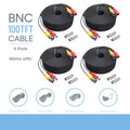 100 BNC Video K-MAINS CCTV and Universal PVC Black Security Pack Camera 2-in-1 Power Cable 4 Wire feet Cord Pre-Made of Siamese
