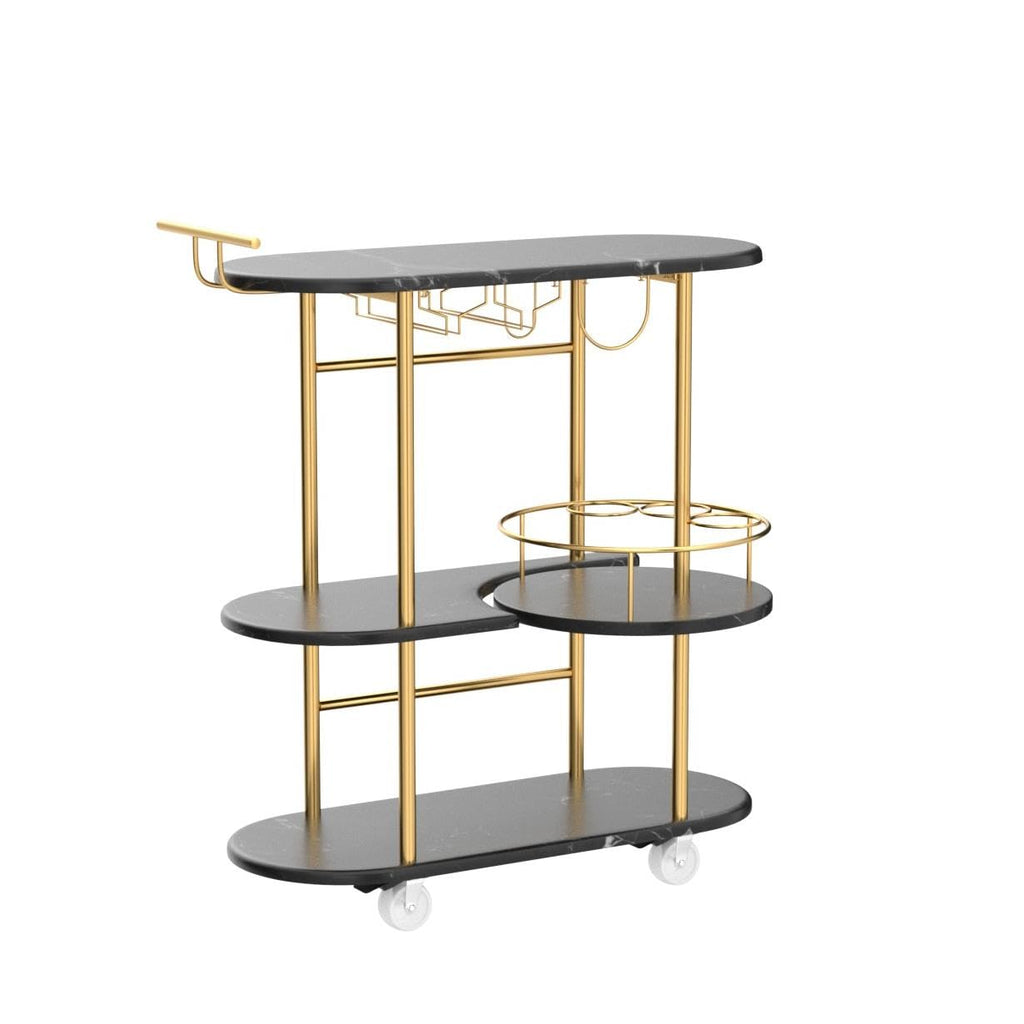 Light Gray Bar Carts with 4-Tier Storage Shelves, Mobile Bar Serving Cart with Wine Rack and Glass Holder, for The Home, Kitchen, Living Room, Dining Room