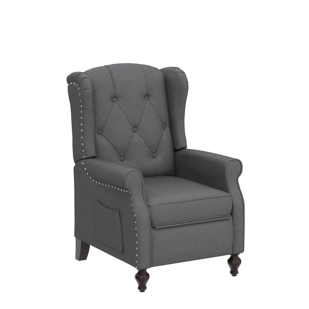 Wingback Recliner Chair - Tufted Arm Chair Recliner - Fabric Push Back Single Sofa for Living Room Adjustable Backrest (Blue Floral)