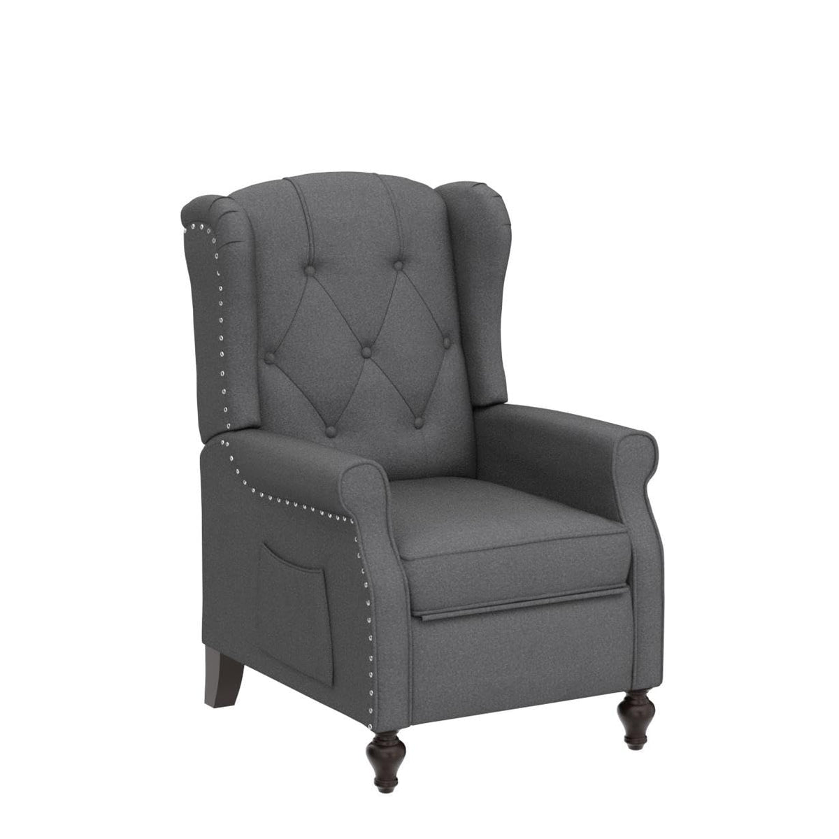 Wingback Recliner Chair - Tufted Arm Chair Recliner - Fabric Push Back Single Sofa for Living Room Adjustable Backrest (Blue Floral)