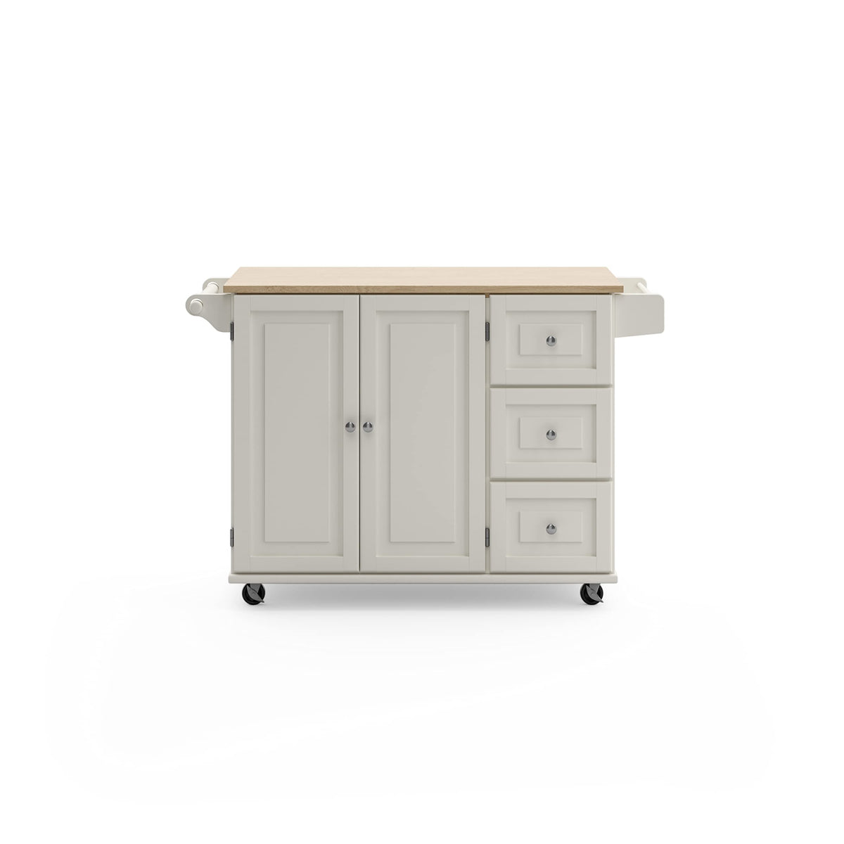 Homestyles Dolly Madison Black Mobile Kitchen Island Cart with Wood Drop Leaf Breakfast Bar