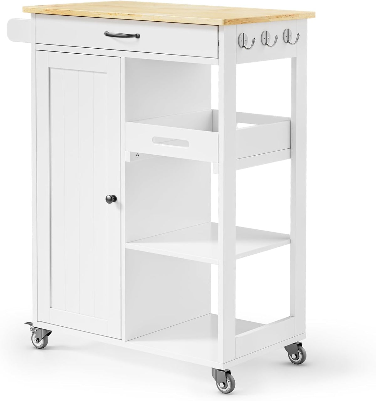 Gizoon Kitchen Island Cart with Storage Cabinet & Removable Tray