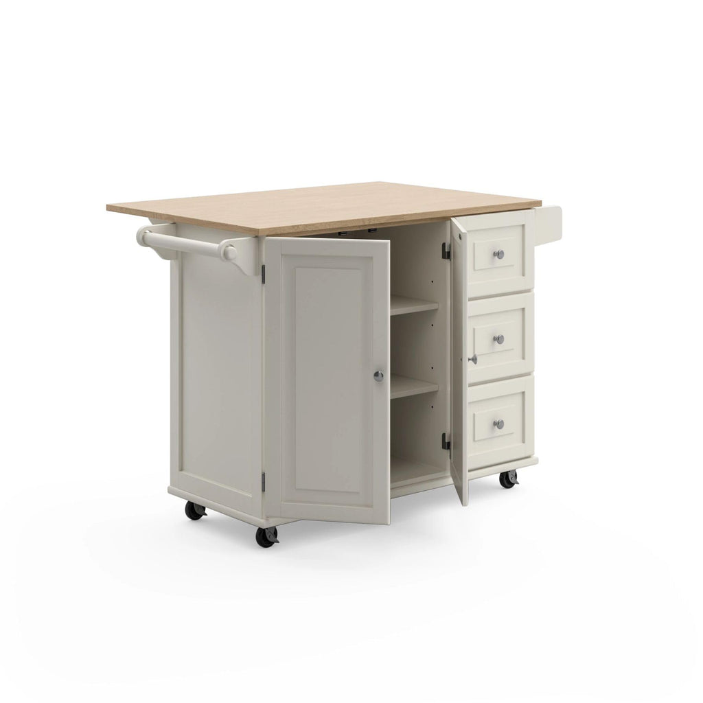 Homestyles Dolly Madison Black Mobile Kitchen Island Cart with Wood Drop Leaf Breakfast Bar