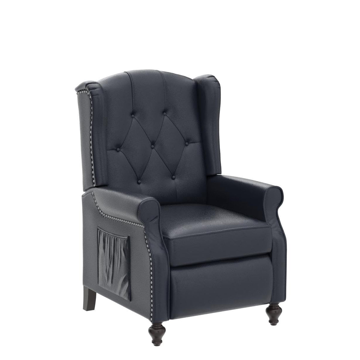 Wingback Recliner Chair - Tufted Arm Chair Recliner - Fabric Push Back Single Sofa for Living Room Adjustable Backrest (Blue Floral)