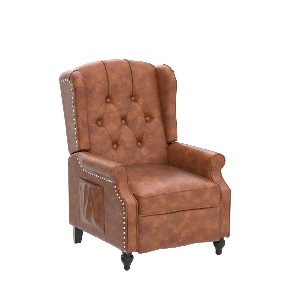 Wingback Recliner Chair - Tufted Arm Chair Recliner - Fabric Push Back Single Sofa for Living Room Adjustable Backrest (Blue Floral)