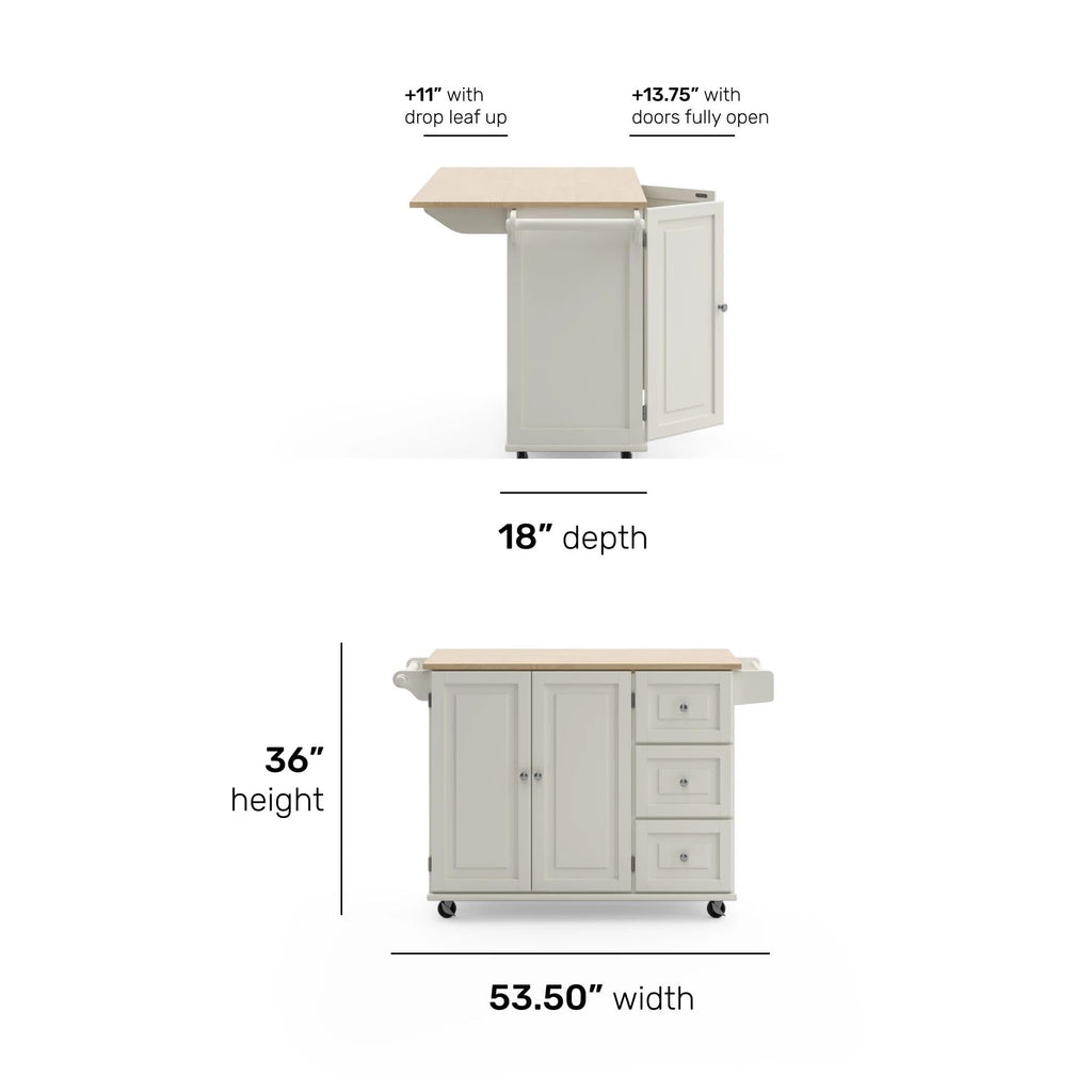 Homestyles Dolly Madison Black Mobile Kitchen Island Cart with Wood Drop Leaf Breakfast Bar