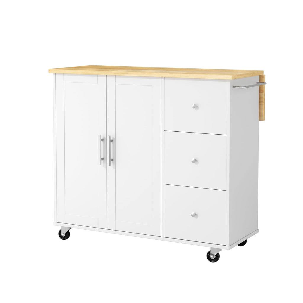 JY QAQA 40" Kitchen Island Cart Furniture cart on Wheels Rolling Portable Dining Room Serving Utility Carts Mobile Movable with Drawers Cabinet,Black