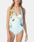 One Garden Womens Piece Paradise Swimsuit Vince Printed Halter Camuto