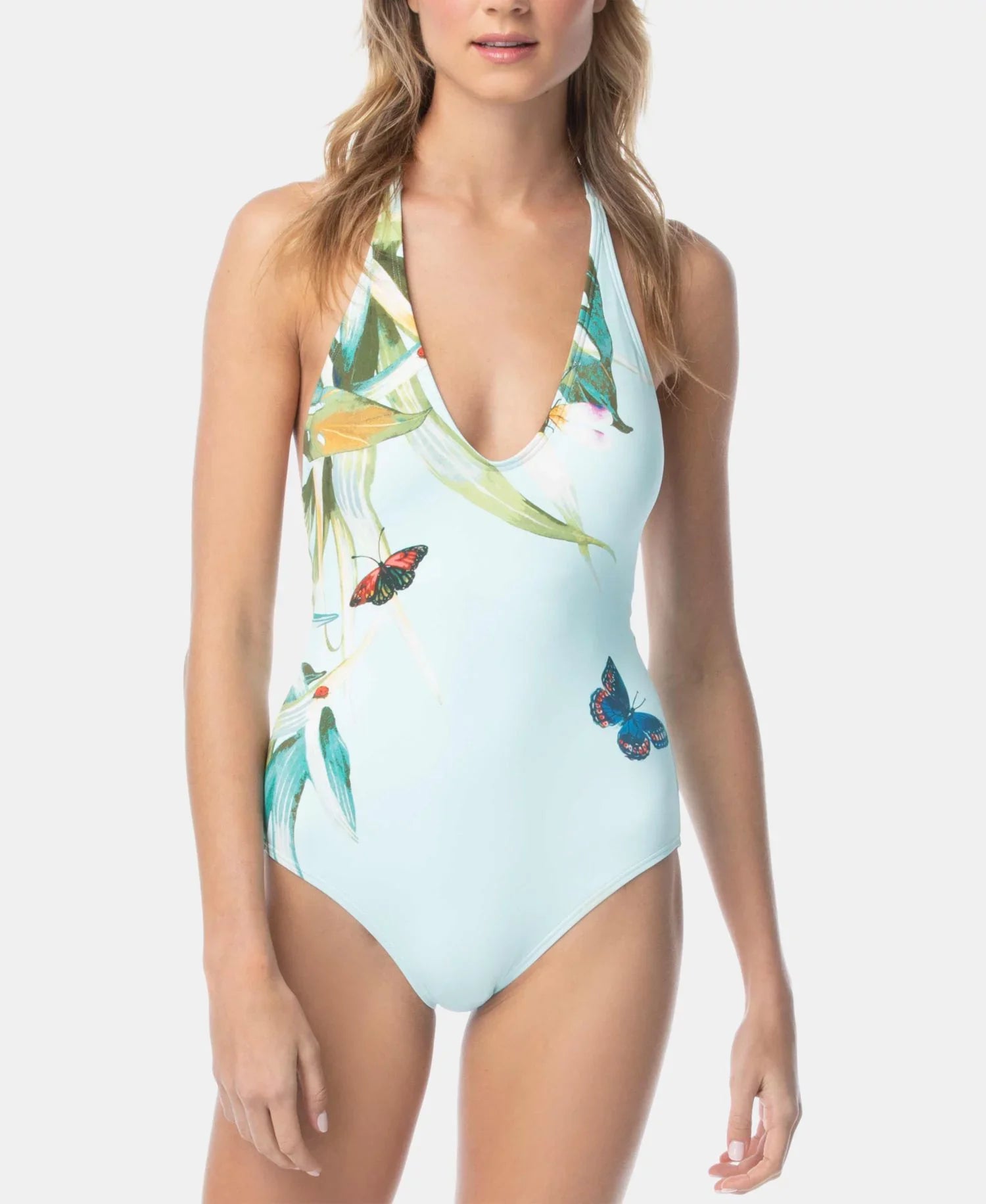 One Garden Womens Piece Paradise Swimsuit Vince Printed Halter Camuto