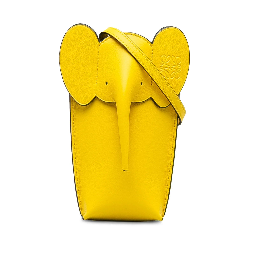Unisex (Good) Bag Authenticated LOEWE Elephant Calf Crossbody Pre-Owned Leather Yellow Pocket