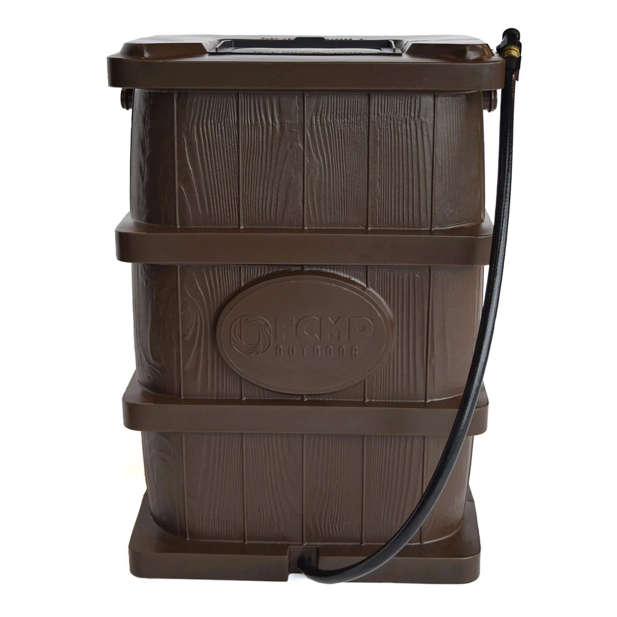 FCMP WG4000 Water 45 Brown Barrel, Outdoor Grain Catcher Rain Gallon Wood