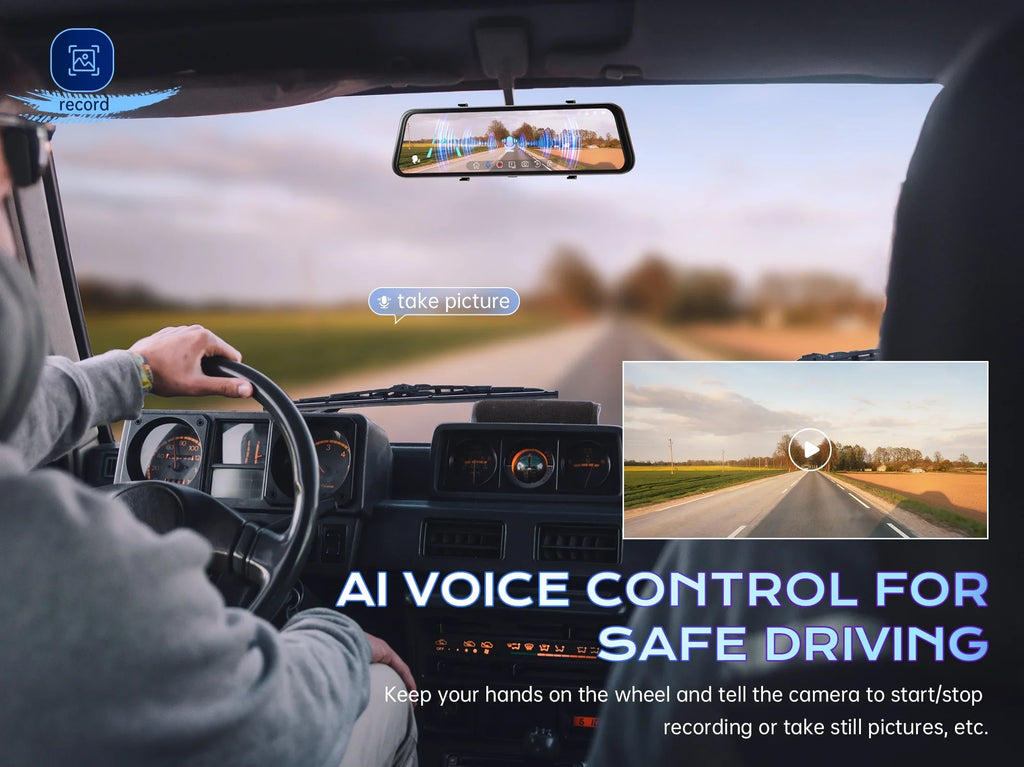 Camera, Assistance, Rear Control, Front for Reversing Dash Voice Cam Mirror Trucks, Vision, and Assistance QHD Dash Night Cam, 1440P 12'' View Parking P12 2.5K Cars Pelsee Dual and Mirror