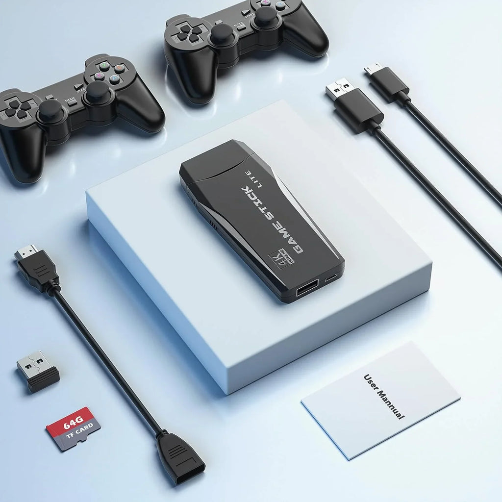 TV,Nostalgia for Emulators,Plug Stick - 4K Port,2 Video Wireless 12000+ Retro Console Preloaded Classic Stick Games Play Emulator Games,9 Game Retro Gamepads(64G) Support and HDMI