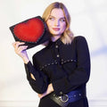 Black Frances Heart Clutch Beaded Crossbody Mary Big Handbag,