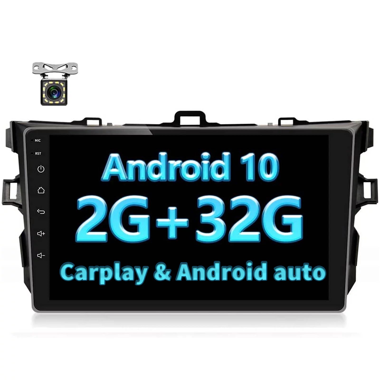2008 Camera 2009 for 2GB 2006 Stereo Car Bluetooth/FM/WiFi 2007 2010 Corolla 2012, 2011 Screen Car with Radio GPS Built-in + Inch Navigation Head Touch Backup Unit 9 32GB Android Android Toyota