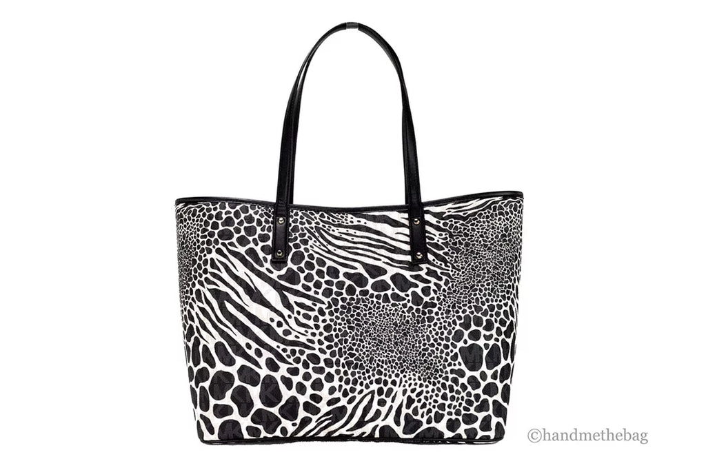 Bag Shoulder Michael Purse Print Animal Carter Large Open PVC Kors Black Tote