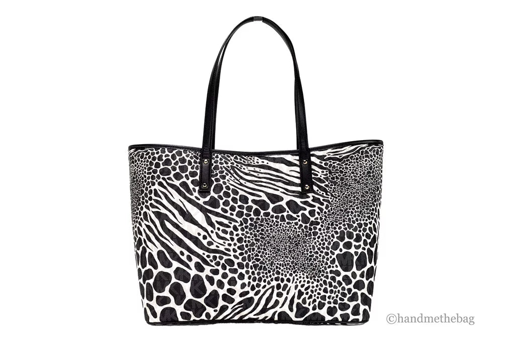 Bag Shoulder Michael Purse Print Animal Carter Large Open PVC Kors Black Tote