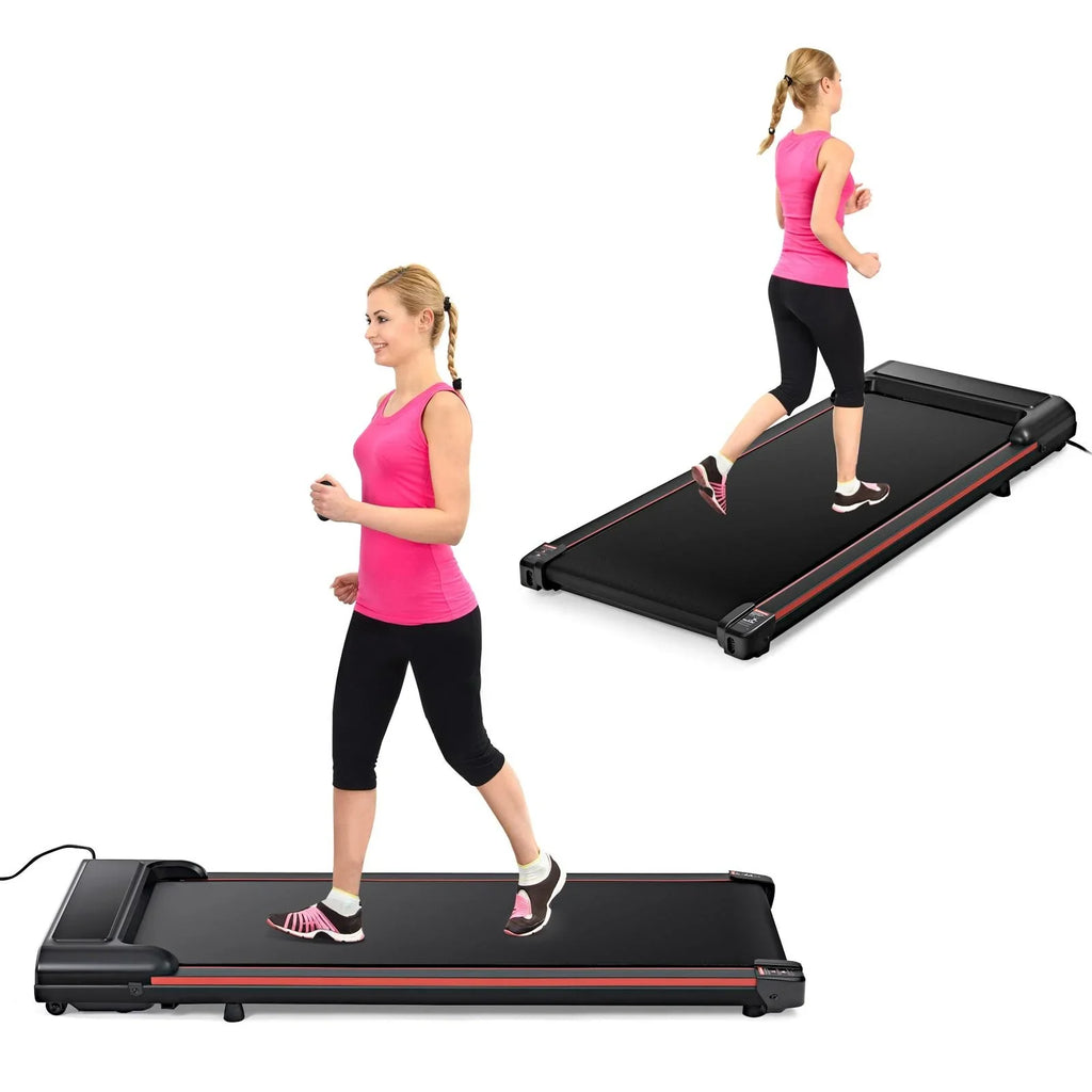 LED Pad, Small Under Portable Walking Walking Speed, Control, 0.6-3.8MPH Jogging Office, Remote Treadmill Desk & Red Fitness Home 300lbs, Machine, 2-IN-1 Treadmill Seizeen Size with for Display,