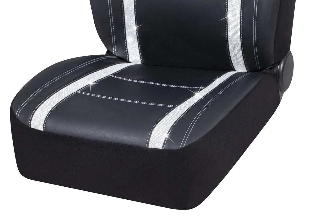 Auto Black, 2102SC035 Car - Fit 2 Piece Seat Leather Premium Cover Drive Universal Checker Diamond