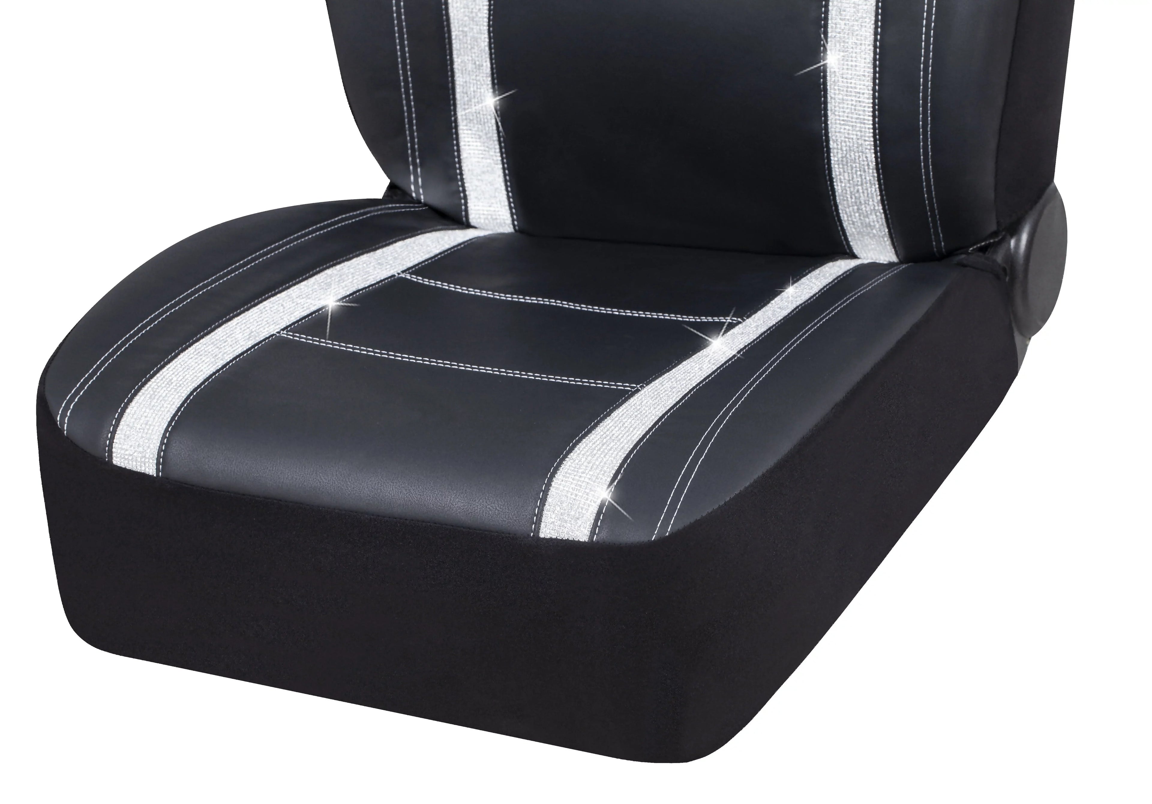 Auto Black, 2102SC035 Car - Fit 2 Piece Seat Leather Premium Cover Drive Universal Checker Diamond