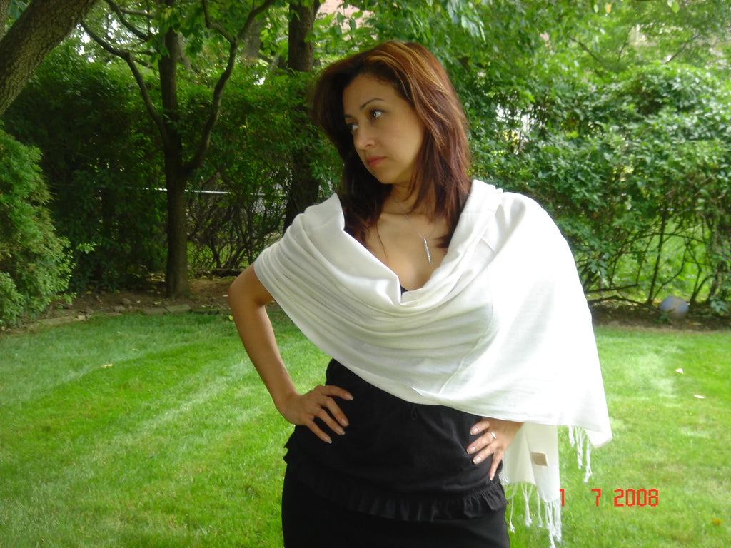 (Cream/Ivory Shawl) Regular Shawl/Shawls/Scarf/Scarves/Wrap/Stole/Muffler/Cape/Ruana/Blanket/Throw/Pashmina Scarf/Wool/Silk Shawl/Cashmere