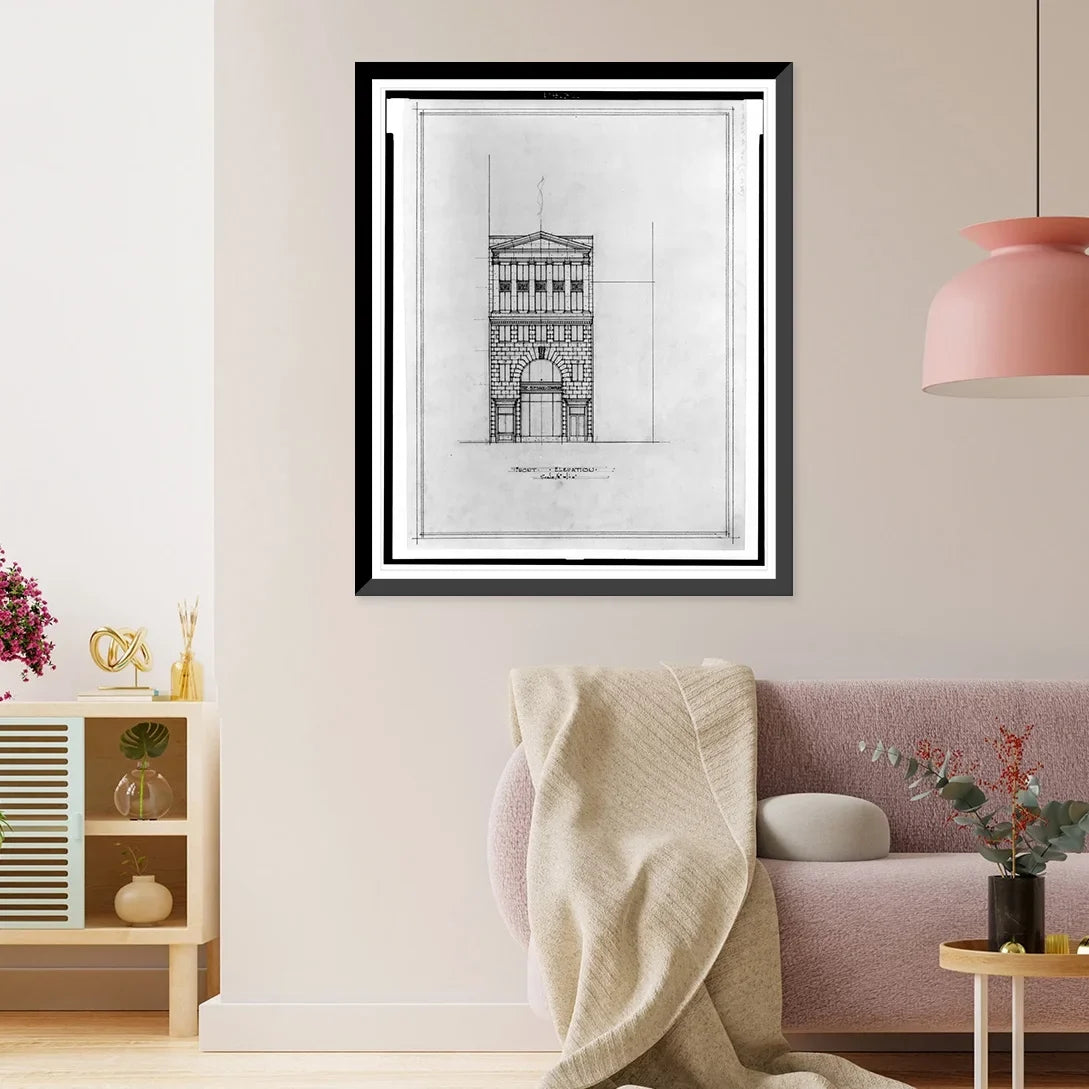 21-7/8" [Two - office Framed Print, Front x D.C.). (15th 2, Washington, N.W., B.F. buildings Street, for Historic Saul 17-7/8" elevation]