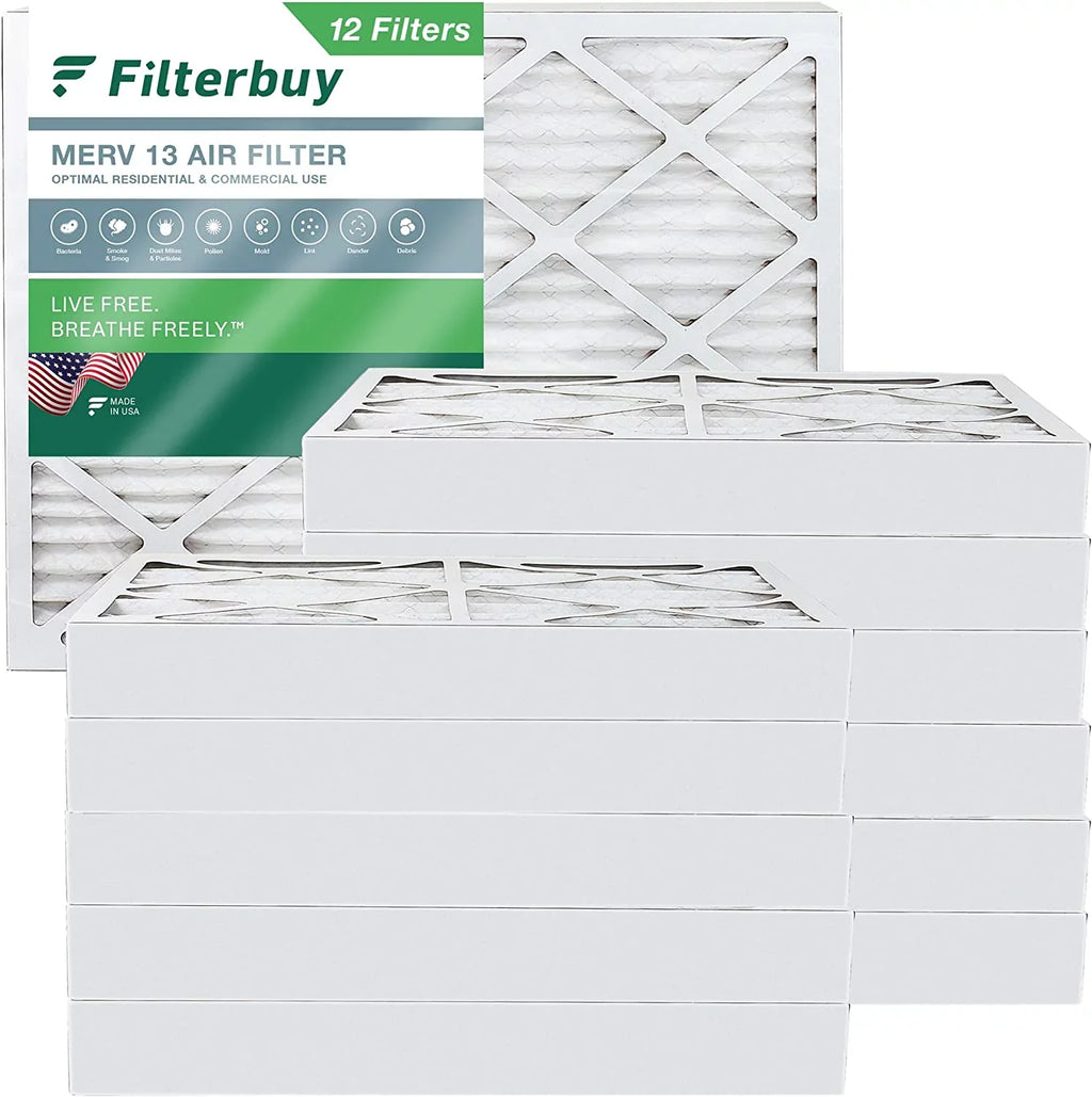 AC HVAC Furnace Air Filters (12-Pack) Filterbuy 13 MERV Pleated 20x24x4