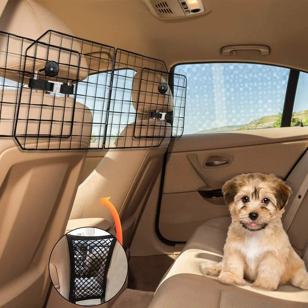Dividers Wire Front Seat Pet Barrier Adjustable Cars in Barriers—Heavy Travel Vehicles, Cars Mesh Car with Black—Safety SUV, for Fence Duty Dog