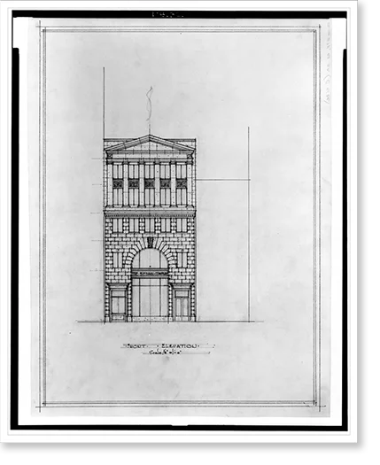 21-7/8" [Two - office Framed Print, Front x D.C.). (15th 2, Washington, N.W., B.F. buildings Street, for Historic Saul 17-7/8" elevation]